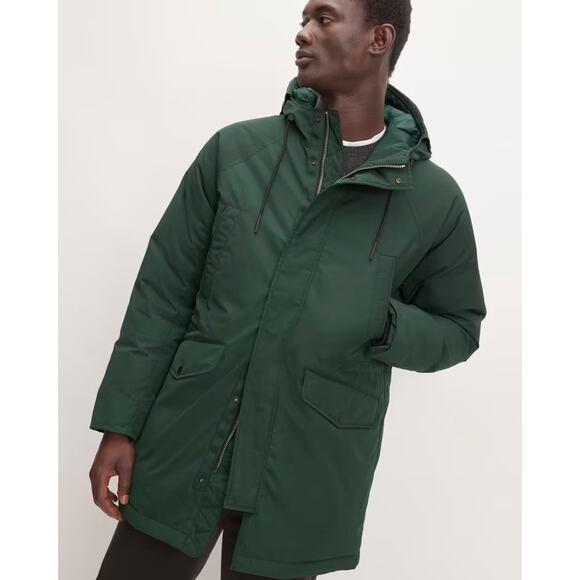 Everlane The ReNew Long Parka Coat Sacrab Green Men's Medium NWT Primaloft - Picture 3 of 16